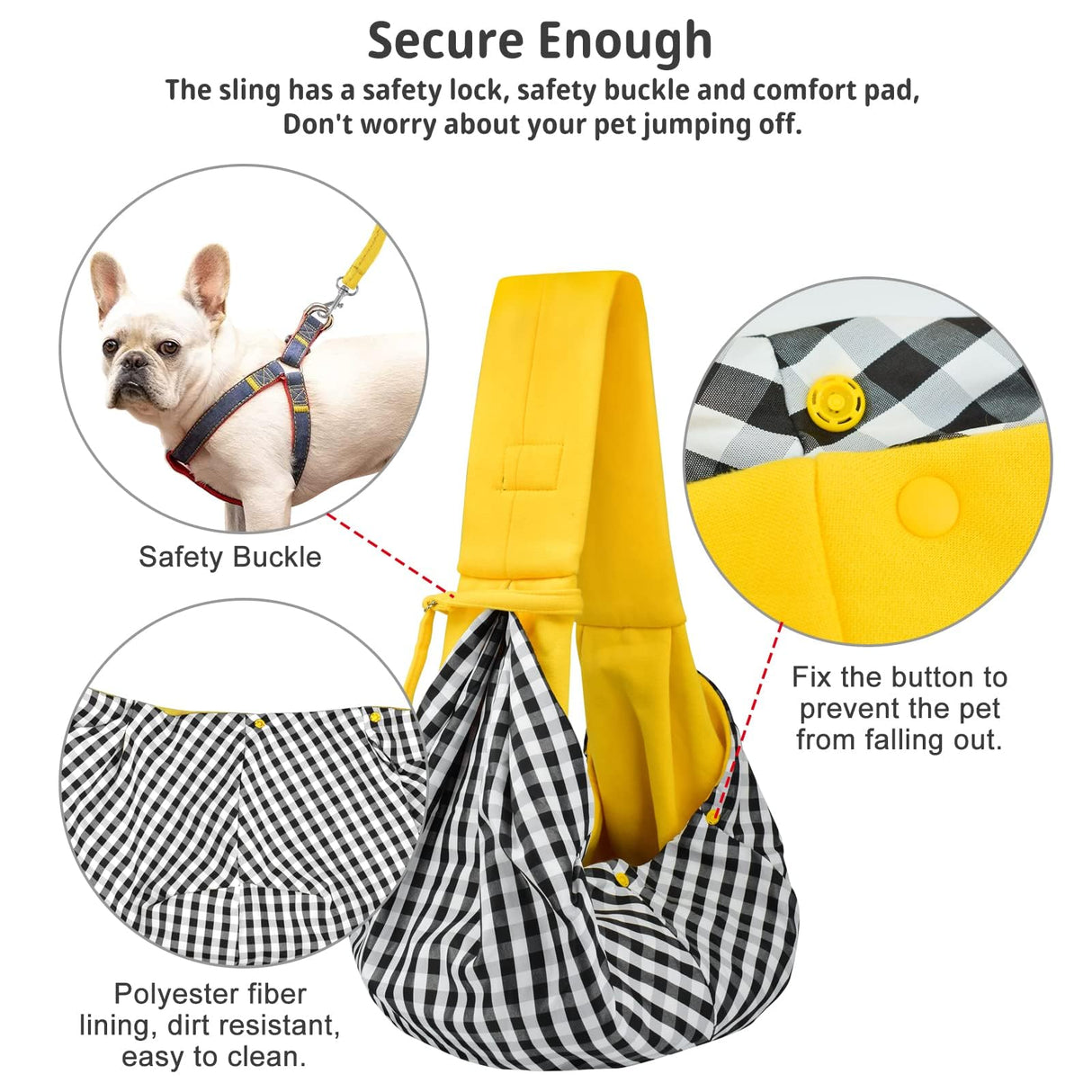 CUBY Dog and Cat Sling Carrier - Hands Free Reversible Small Pet Carrier Sling with Storage Pocket Design - Suitable for Puppy, Small Dogs Cats Outdoor Travel Walking(Yellow)