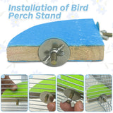 kathson Bird Perch Platform, Parrot Sanded Stand Wooden Corner Shelf Fan Shaped Cage Playground for Parrots Conures Budgies Parakeets Cockatiels Lovebirds