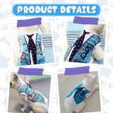 Vavious Cat Outfit Dog Summer Shirt Blue Faux Tie Print Pet T Shirt Cooling Sleeveless Pet Apparel for Small Medium Doggy Puppy Breathable Cozy Pullover X-Small