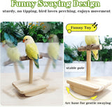 Natural Wood Bird Perch Stand Training, Intelligence Puzzle Enrichment Toys for Parakeets, Wooden Parrot Perch Platform, Bird Playground Play Stands for Conure Cockatiel (Wood, Small)