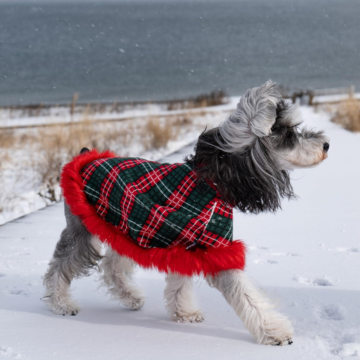 UNIPUP Dog Sweater Cloak, Pearl Cotton Bouclé Yarn Puppy Sweater, Cold Weather Coat Knitwear for Small Dogs, Classic Turtleneck Thick Dog Clothes with Thick Fluff DS-DP01L