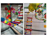 DS. DISTINCTIVE STYLE Bird Ladder Toys Coloured Flexible Parrot Swing Bridge Wooden Cockatiel Cage Hanging Climbing Ladder