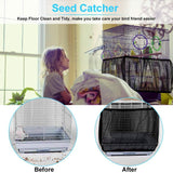 4 Colors Ventilated Nylon Bird Cage Cover Shell Seed Catcher Pet Products Large Size Bird Cage Seed Catcher Seeds Guard Parrot Nylon Mesh Net Cover Stretchy Shell Skirt Traps Cage Basket Soft Black