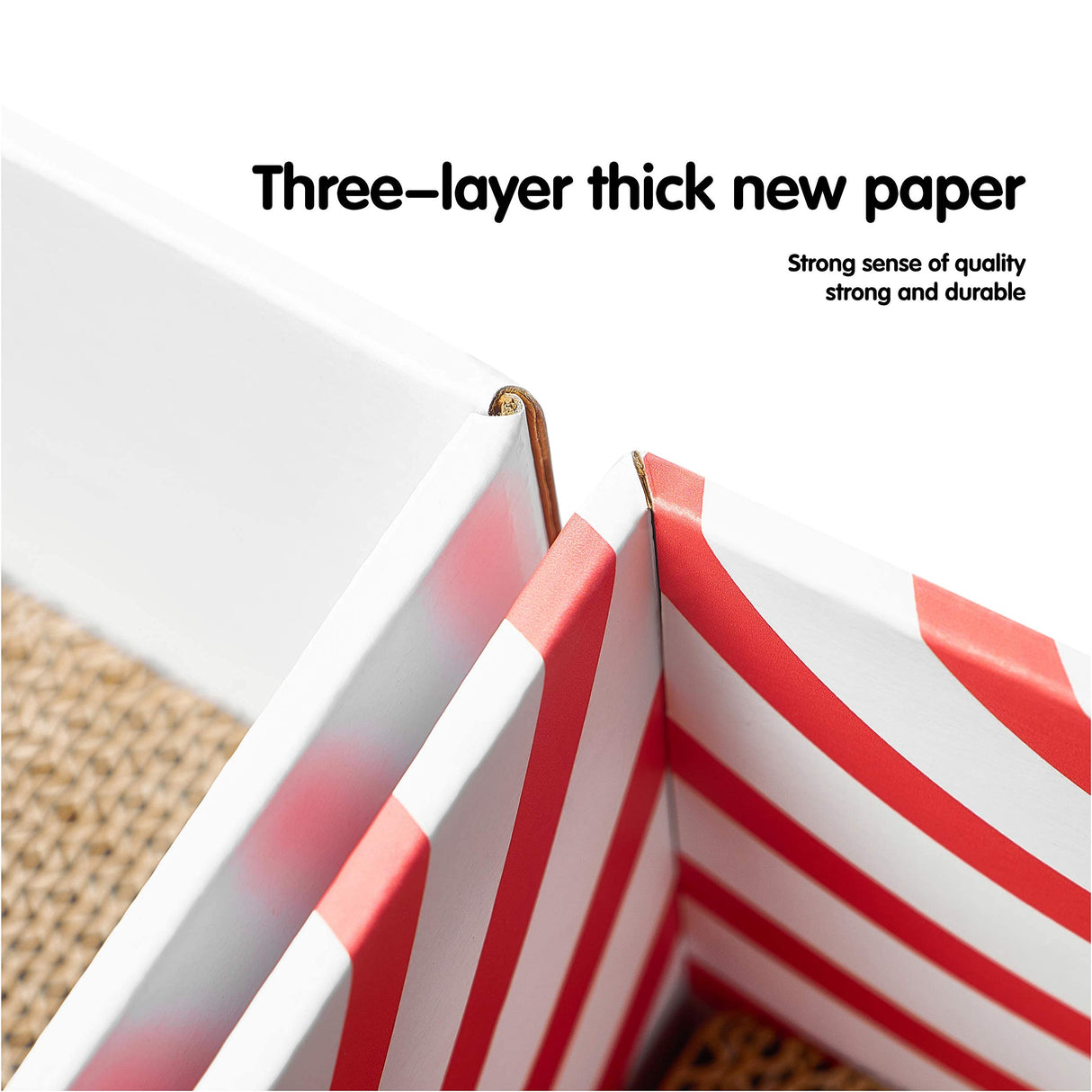 Conlun Cat Scratcher Box with Heavy-Duty Double-Sided Cardboard Pad, Cardboard Lounger, Interactive Hole Design, Cat Bed for Indoor Cats, White, Large