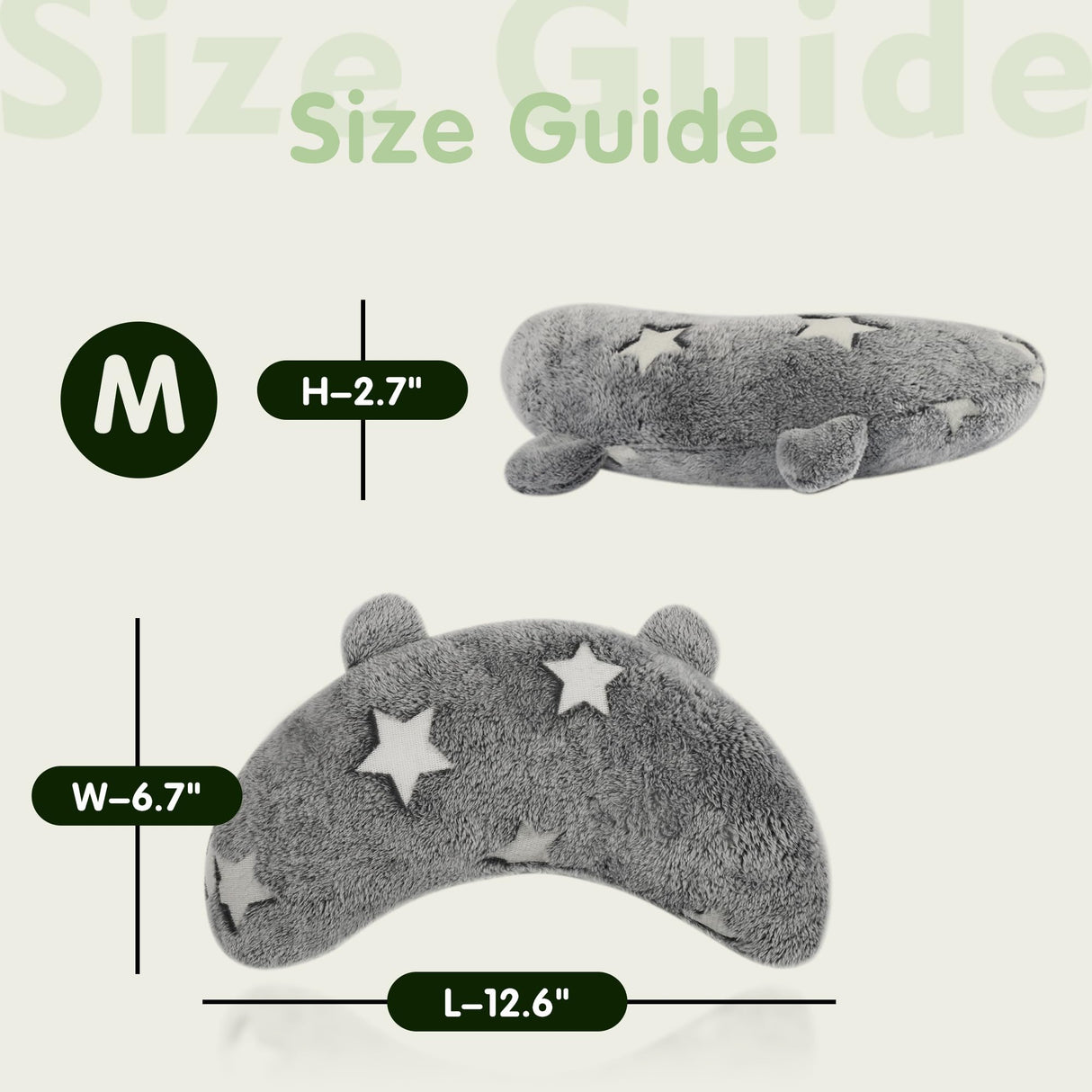 POMESEA Dog Calming Pillow Glow in The Dark, Soft U-Shaped Pet Pillows for Dogs & Cats, Machine Washable, Dog Neck Pillow, Joint Relief, Better Sleep (Medium, Gray)