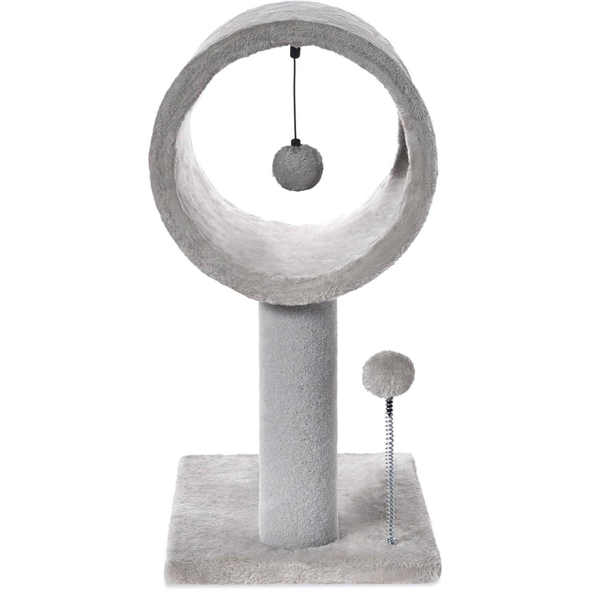 Gray Indoor Cat Tree With Hanging Ball 20.5Cat Tree With Tunnel Bed And Scratching Post Cat Tower