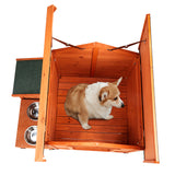 88x106x77cm Green Asphalt Roof Golden Red Main Body Fir House Type Cat And Dog House