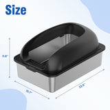 Stainless Steel Cat Litter Box With Lid, Large Cat Litter Box For Big Cats, Scoop And Mat Included