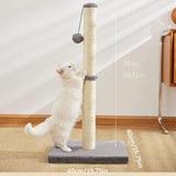 Durable Sisal Rope With Hanging Ball Toy Cat Scratching Post Indoor Space Saving Stable Base Promote Cat Claw Health And Fun Exercise