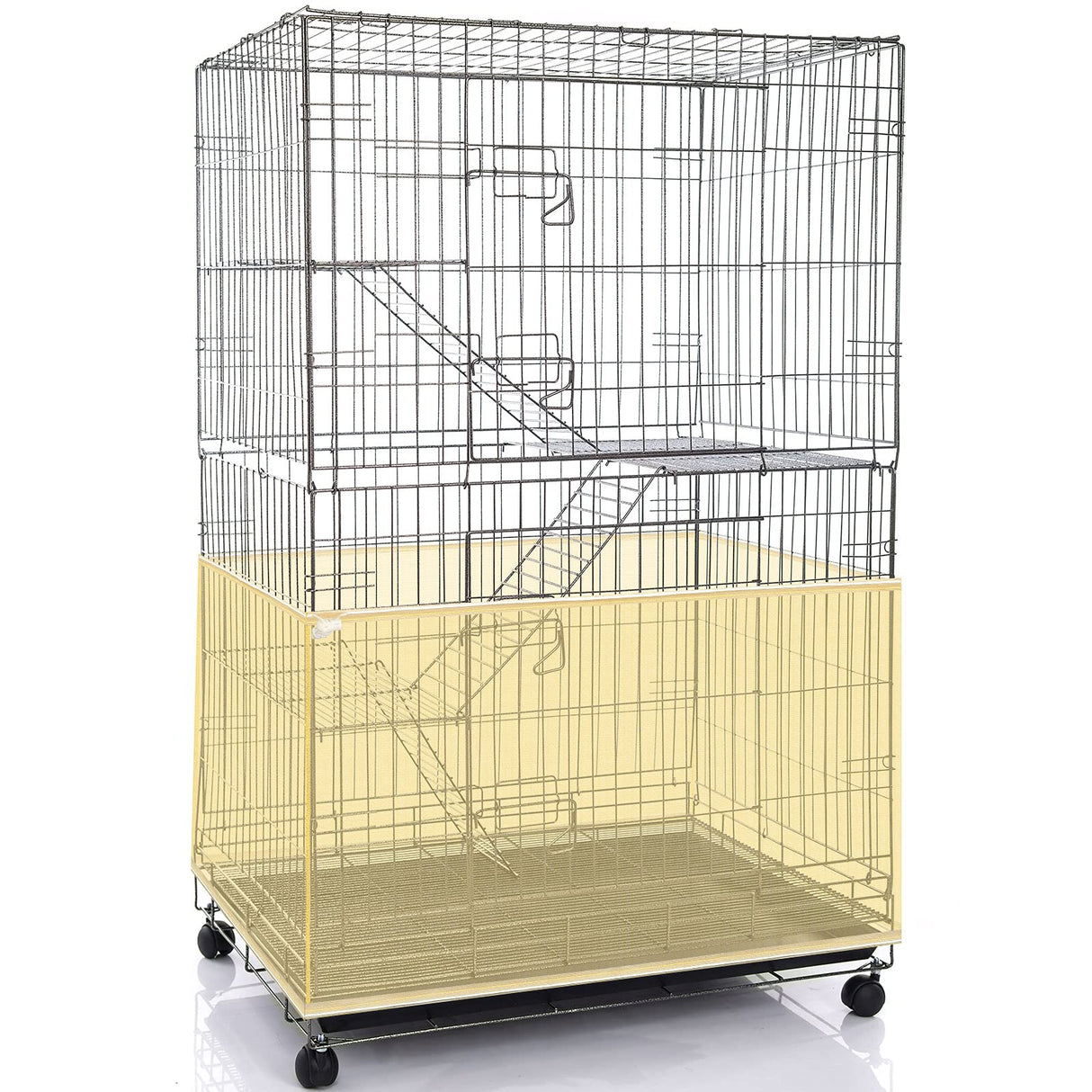 Shappy Large Bird Cage Seed Catcher,Bird Cage Cover Net Skirt Guard,Adjustable Soft Airy Mesh Net for Parrot Parakeet Macaw(118 x 15 Inch/ 300 x 37 cm,Yellow)