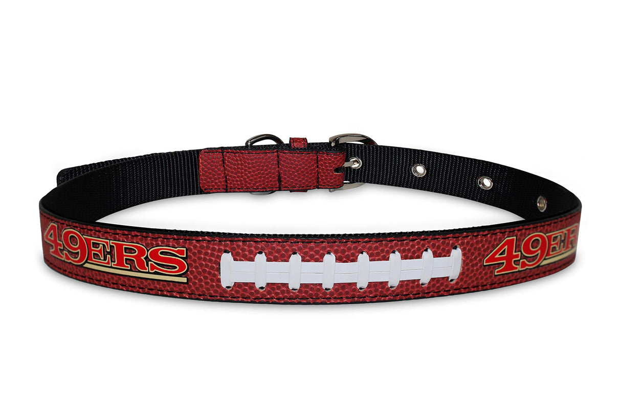 Pets First Tough Leather Pet Collar NFL SAN Francisco 49ERS Premium Dog Collar, Limited Edition, Size Large. Best & Strongest Heavy-Duty Dog Collar!, Large (20-29"" Long & 1"" Wide) (SAN-3081-LG)
