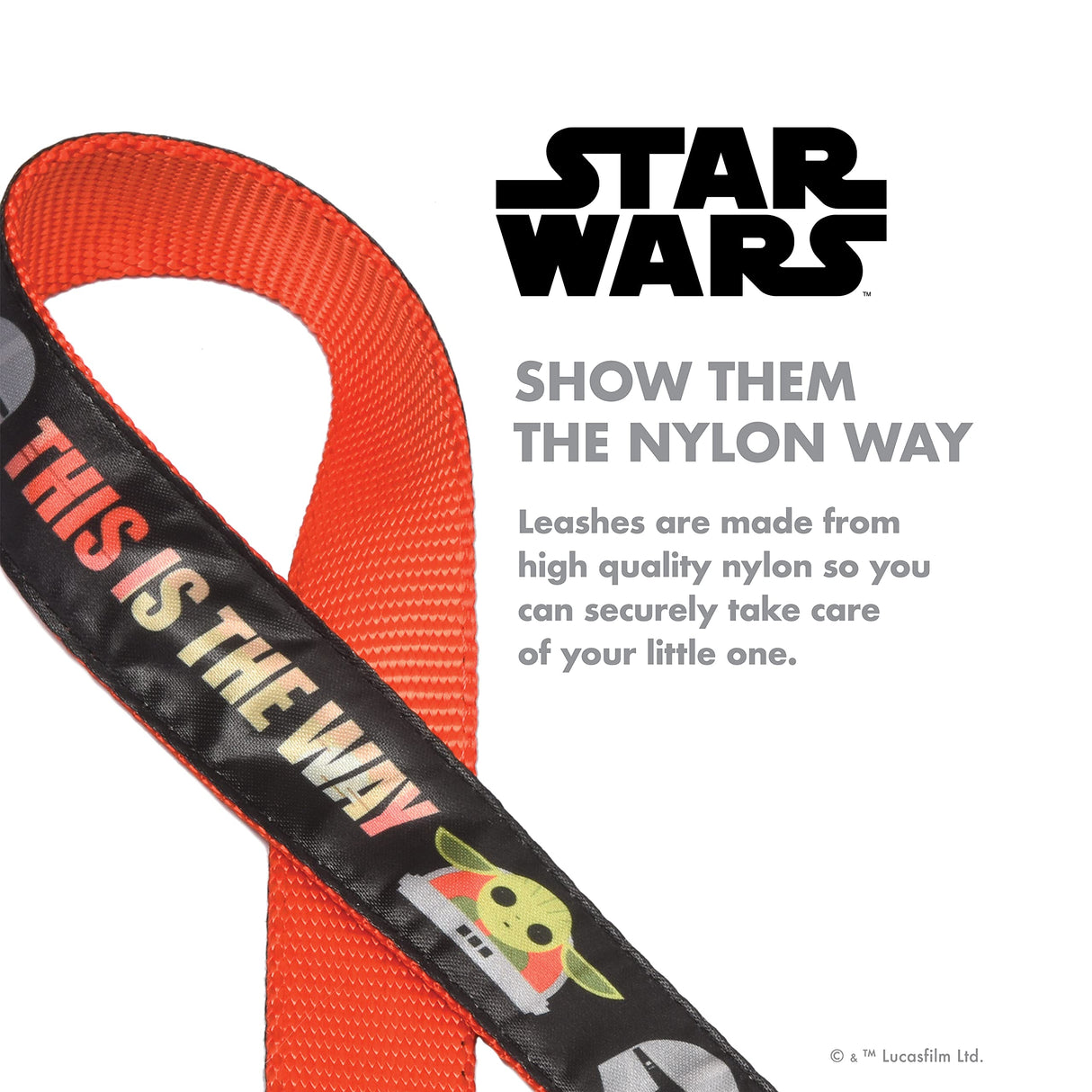 Star Wars for Pets The Mandalorian This is The Way 4 Foot Dog Leash, 48 Inches | Orange 4 Ft Dog Leash Easily Attaches to Any Dog Collar or Harness | Mandalorian Nylon Dog Leash 4 Feet for All Dogs