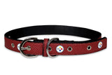 Pets First Tough Leather Pet Collar NFL Pittsburgh Steelers Premium Dog Collar, Limited Edition, Size Large. Best & Strongest Heavy-Duty Dog Collar!, Large (20-29" Long & 1" Wide) (PIT-3081-LG)