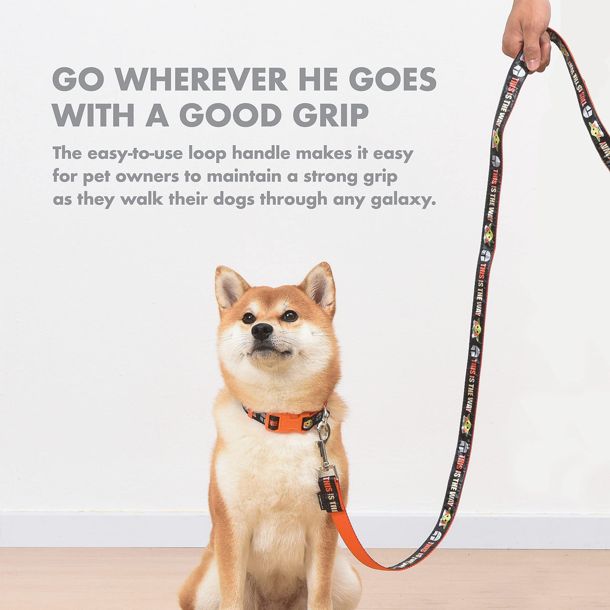Star Wars for Pets The Mandalorian This is The Way 4 Foot Dog Leash, 48 Inches | Orange 4 Ft Dog Leash Easily Attaches to Any Dog Collar or Harness | Mandalorian Nylon Dog Leash 4 Feet for All Dogs