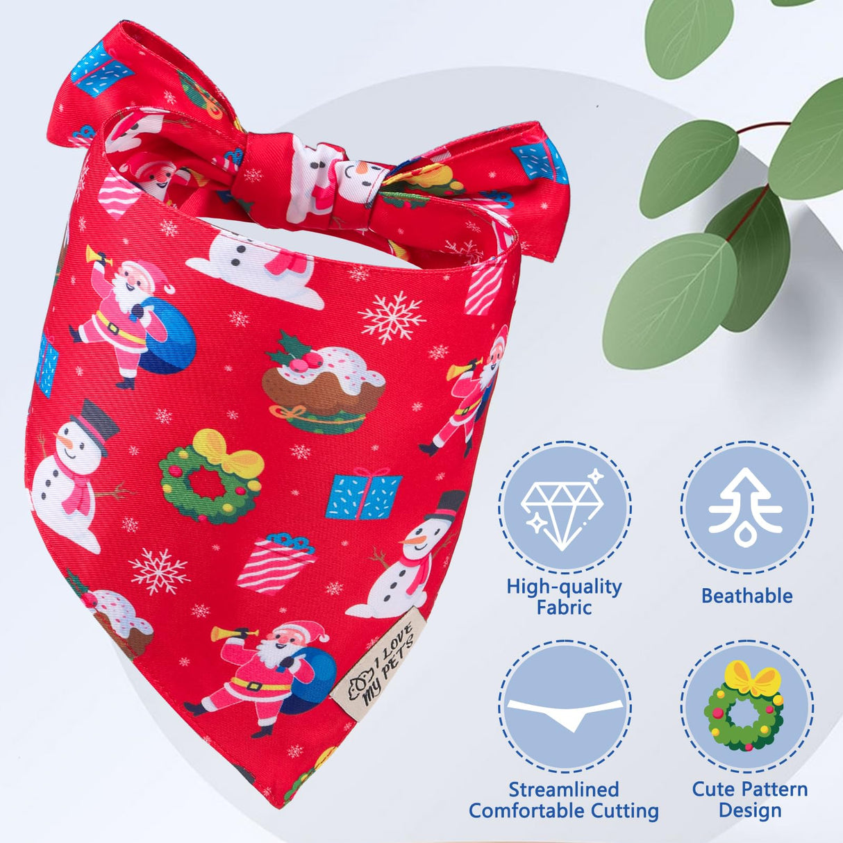 SCENEREAL Christmas Dog Bandana, Double Side Dog Scarf for Small Medium Large Dogs Cats Puppy,Holiday Bandanas for Dogs Boys Girls, Premium & Soft Fabric Pet Accessories for Birthday Party Days