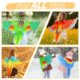 IROLEHOME Bird-Costume-Parrot-Wings for Kids with Bird Headbands, Boys Girls Eagle Dress-up Cape Halloween Party Favors Gifts