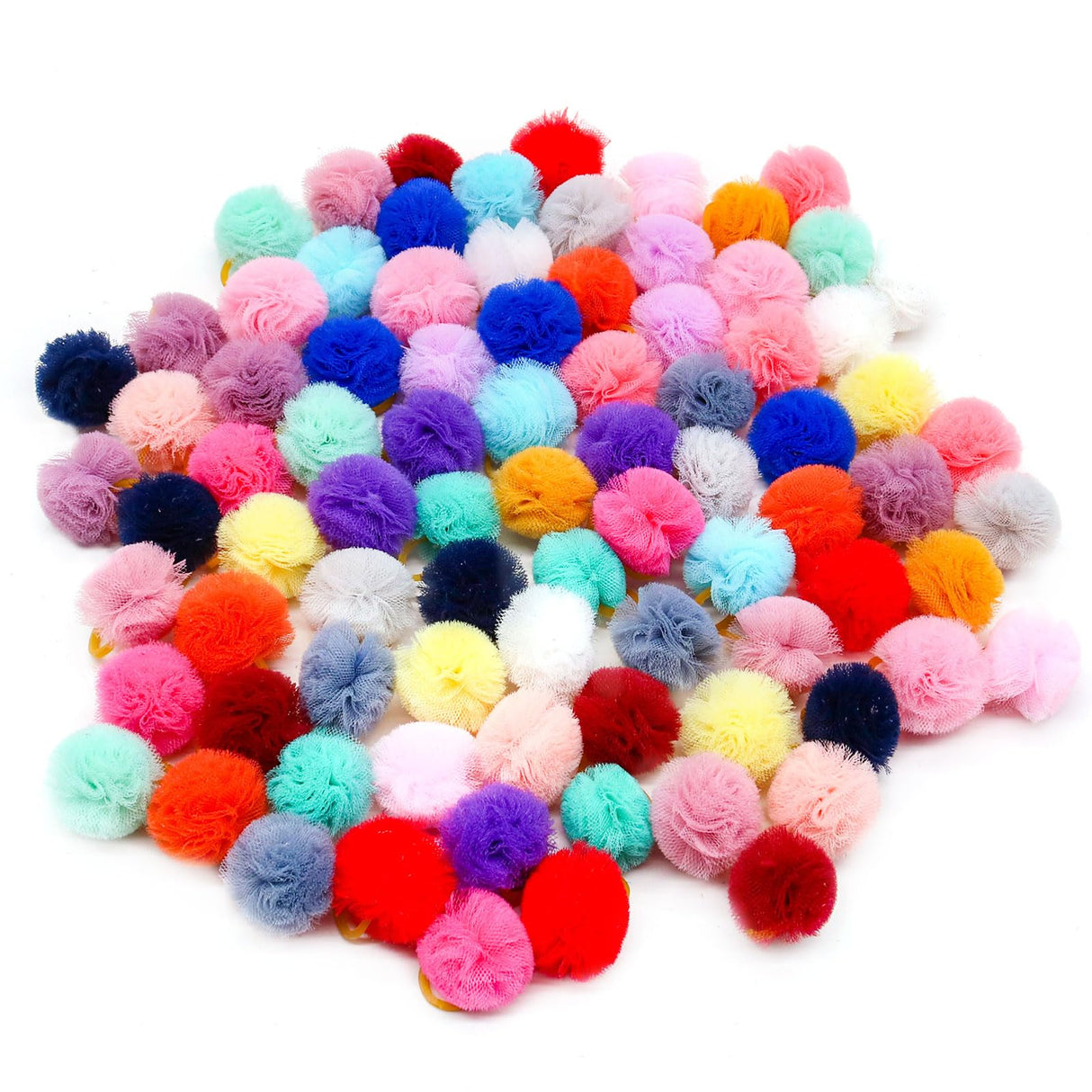 CRMADA Small Dog Bows, Multicolor Geometric Gauze with Rubber Bands, 0.78" Diameter, 24pcs/12pairs