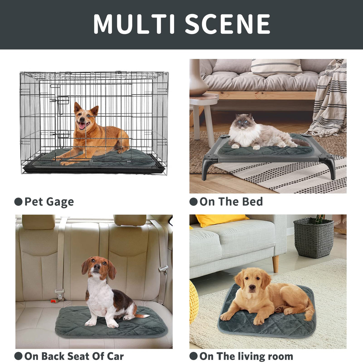 AUPETEK Self-Warming Cat Bed Indoor/Outdoor Super Soft Self Heating Pet Mat Washable Thermal Pad for Cat & Dog 21x15.7 inch