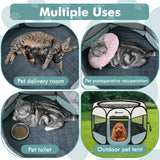 Dog Cat Playpen Indoor Outdoor for Puppy Pet Dogs Cat Travel and Recovery After Surgery, Dog Enclosure Tent Crates Cage, Portable Pop Up Dogs Kennel with Carrying Case(Grey, Small with Pad)