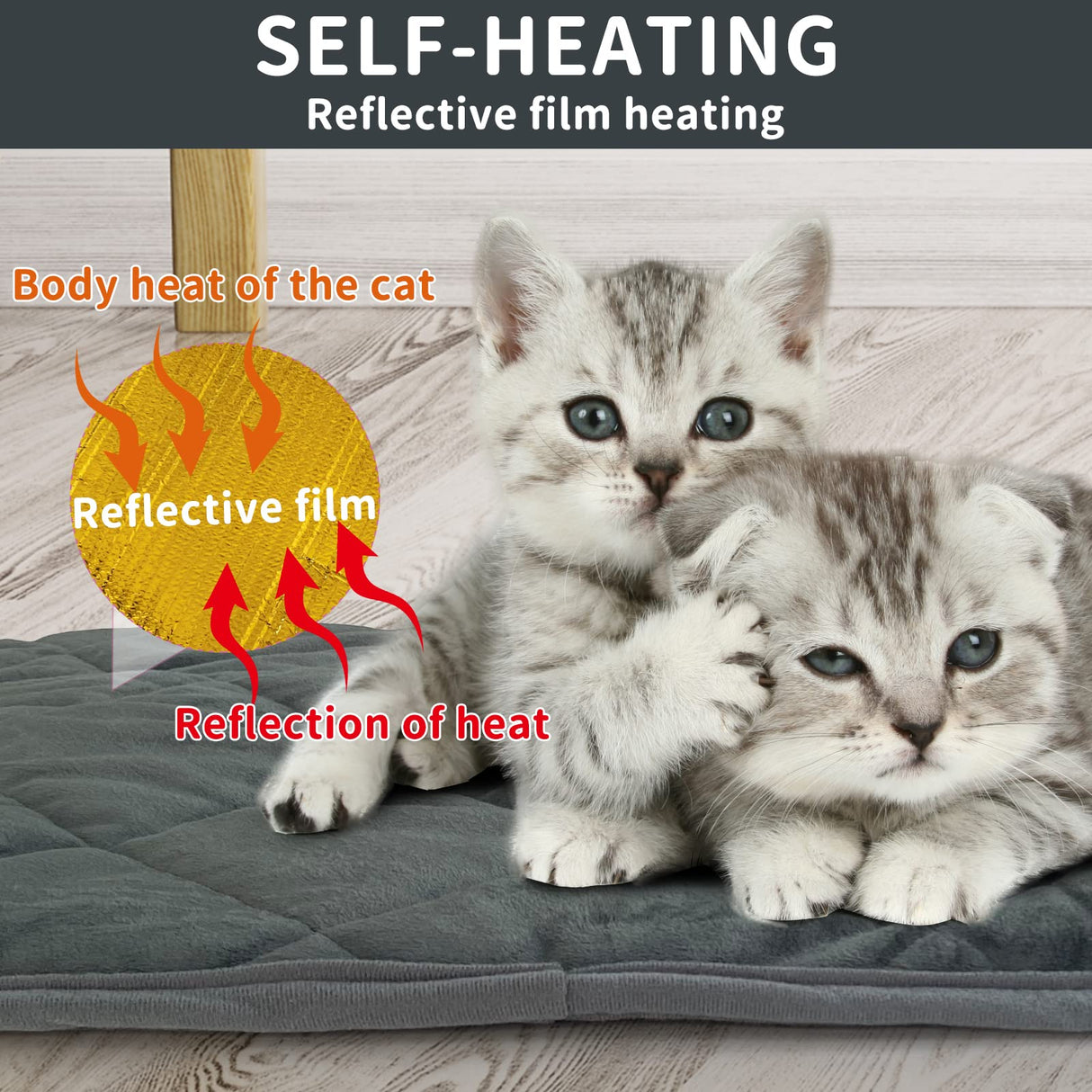 AUPETEK Self-Warming Cat Bed Indoor/Outdoor Super Soft Self Heating Pet Mat Washable Thermal Pad for Cat & Dog 21x15.7 inch