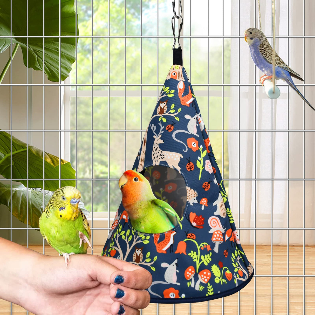 Parrot Cockatiel Warm House Bird Nest Bed All Season Hanging Hammock Birds Sleeping Bed Parrot Hideaway Bed Polyester Fabric Washable for Parakeet Cockatiels Budgies Lovebird