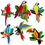 6 Pieces Tropical Birds Parrot Honeycomb Cutouts - Hawaiian Luau Tropical Party Decorations for Summer Beach Jungle Safari Rainforest Theme Birthday Party Home Classroom Décor
