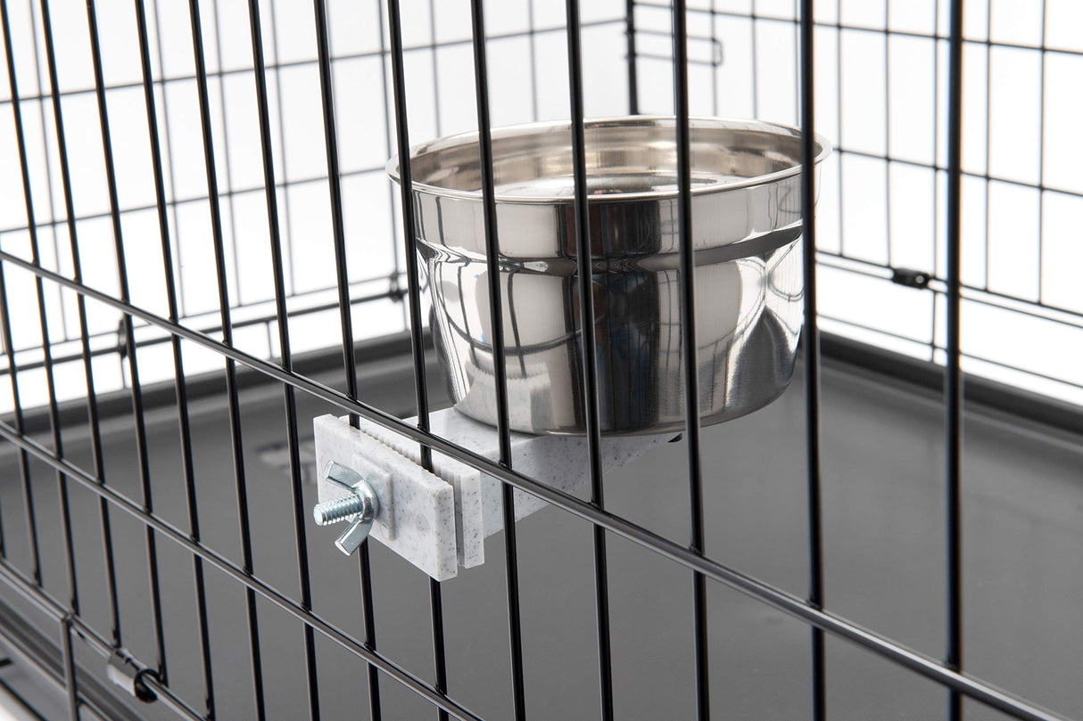 Lixit Quick Lock Cage Bowls for Dogs, Cats, Rabbits and Other Pets (20oz, Stainless)