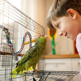 Bird Rope Perches for Parrots, Cockatiels, Parakeets, Budgie Cages Comfy Birds Colorful Rope Toy (31.5inch Metal nut)