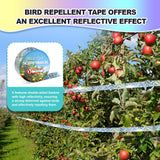 Hutisyoe Bird Scare Tape Ribbon(524FT) - Reflective Tape for Birds - Keep Birds Away Outdoor - Scare Tape for Bird Control - Double Side Ribbon, Scare Geese, Pigeon, Duck, Woodpecke - Yard Decoration