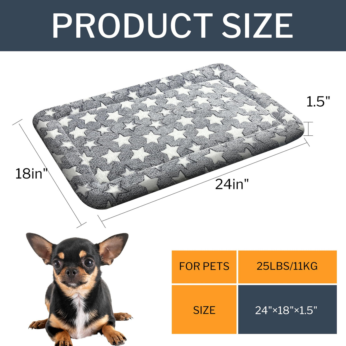 Dog Bed Mat - Comfortable Dog Kennel Pad, Multi-Purpose Dog Crate Bed & Dog Bed Mats for Dogs & Cats – Soft Dog Crate Mat & Dog Bed Crate Mat for Dog & Cat (Gray, S(24 * 18 * 1.5))