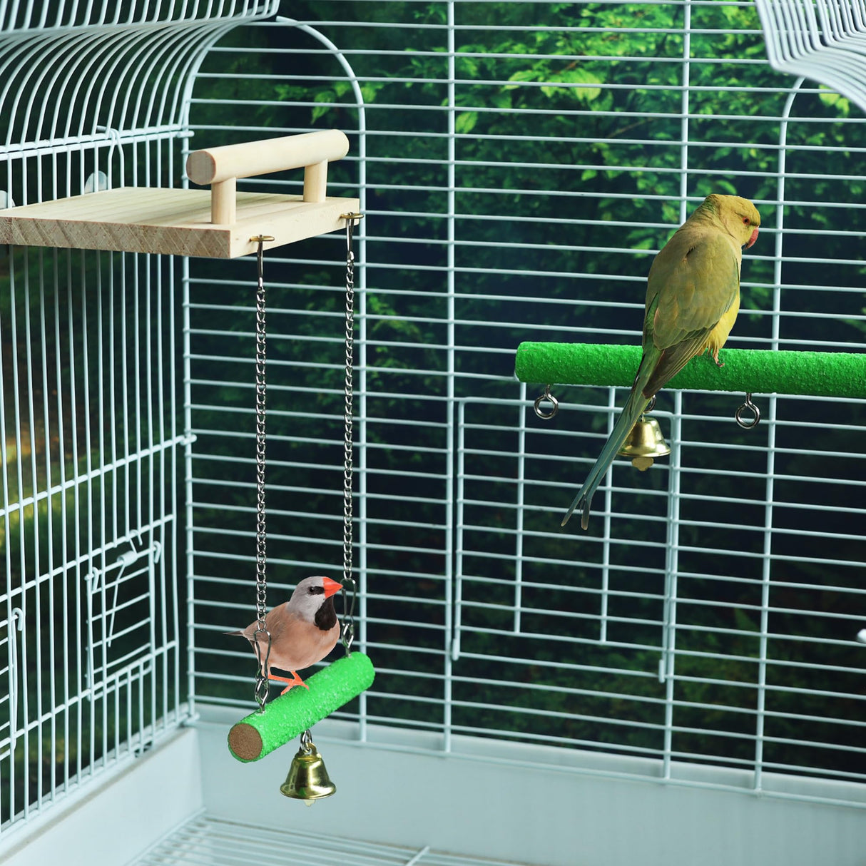 GAGILAND Bird Perches for Cage, Natural Wood Platform Bird Swing Bird Perch Stand Paw Grinding Stick for Parakeet Cockatiels Lovebirds Cage Accessories