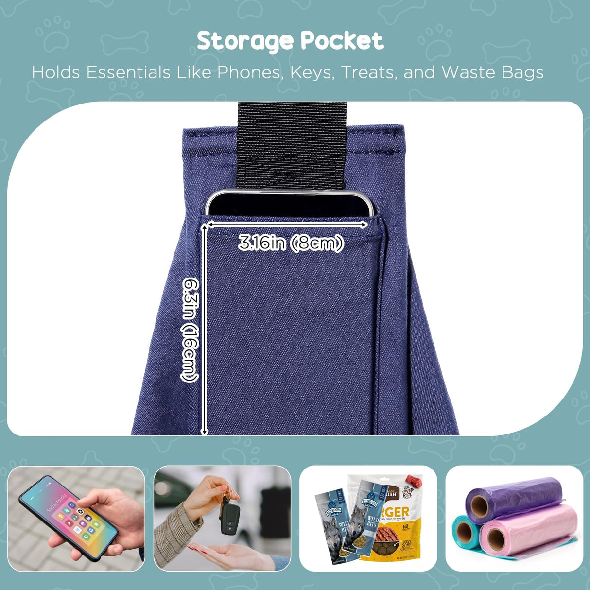 Avont Dog Sling for Small Dog Cats Under 15lbs, Hands-Free Crossbody Pet Carrier with Adjustable Padded Strap Extra Pocket, Safe Soft Pouch Bag for Puppies' Walks Outings -Denimblue