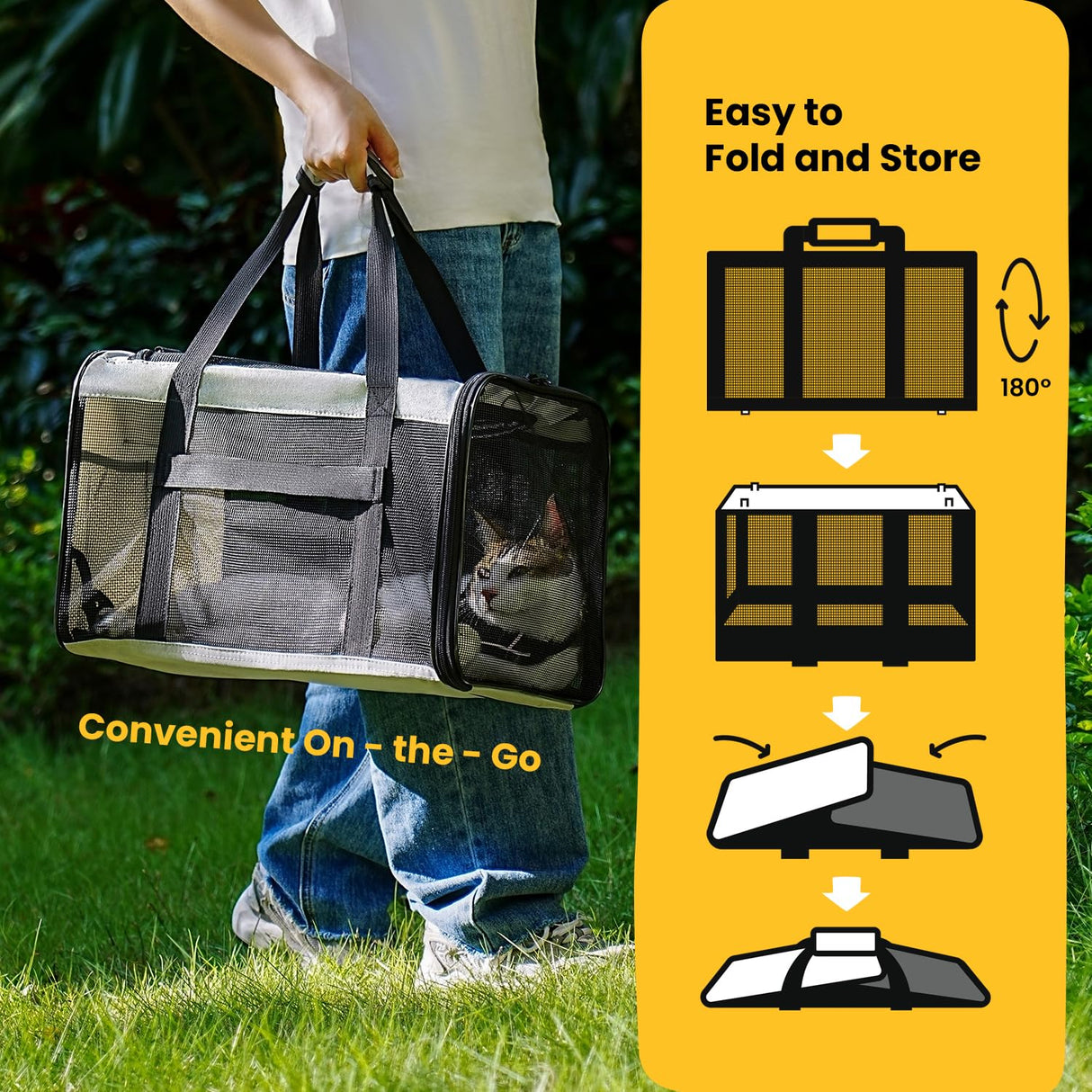 Conlun Soft-Sided Cat Carrier for Small-Medium Cats, Puppies up to 15 Lb, Airline Approved