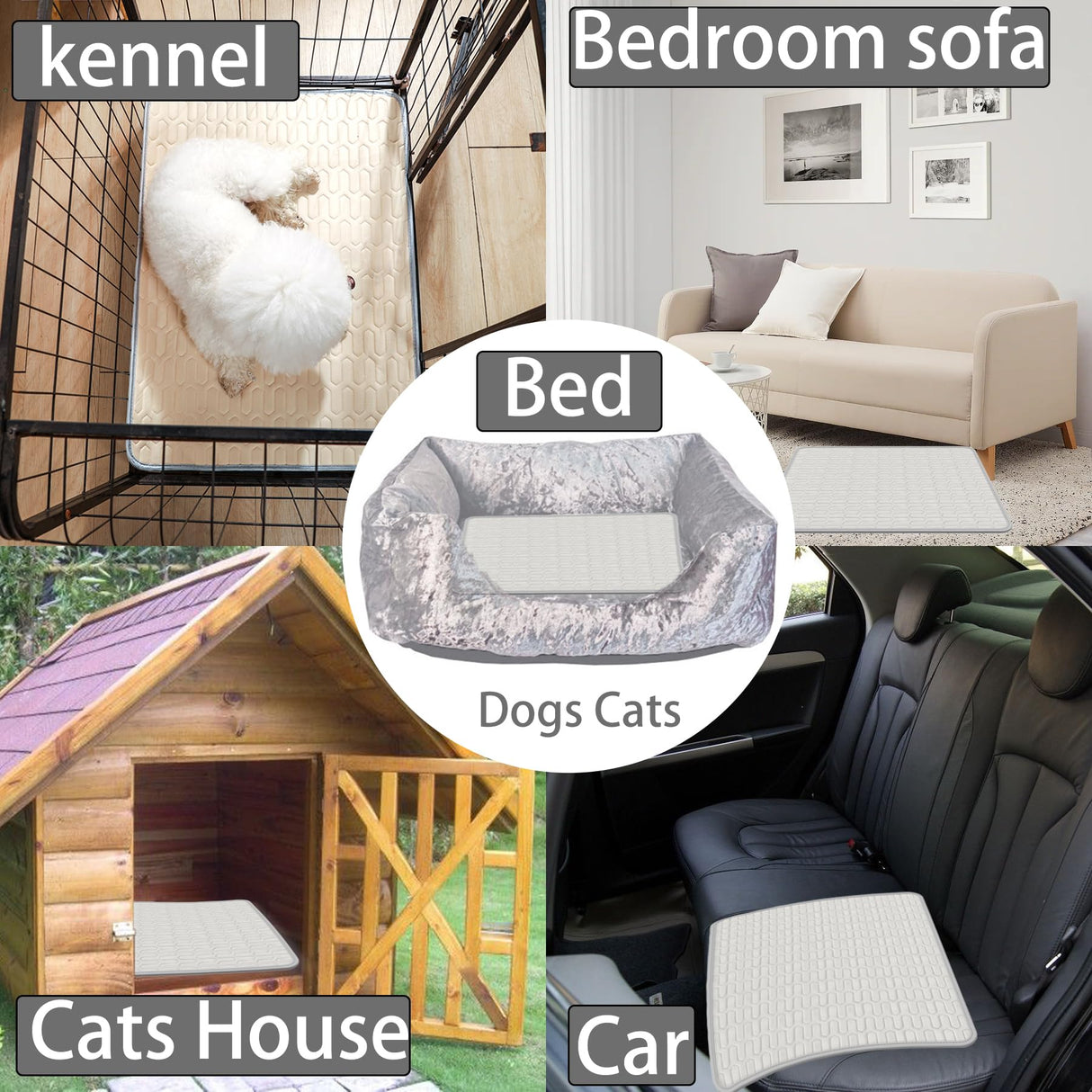 Rzxlszy Cat Cooling Mat 20" x 15" Small Pad for Dogs Sleeping Mats for Dog and Cat Durable Self Cool Pet Blanket Outdoor Indoor Non-Slip Cooling Dog Crate Mats (Gray)