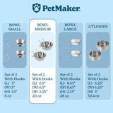 Set of 2 Stainless-Steel Dog Bowls - Cage, Kennel, and Crate Hanging Pet Bowls for Food and Water - 20oz Each and Dishwasher Safe by PETMAKER,Silver