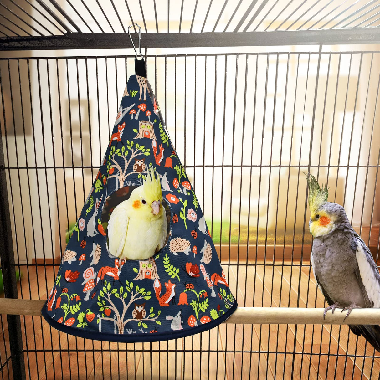 Parrot Cockatiel Warm House Bird Nest Bed All Season Hanging Hammock Birds Sleeping Bed Parrot Hideaway Bed Polyester Fabric Washable for Parakeet Cockatiels Budgies Lovebird