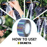 KOKMEYA Bird Scare Tapes 262FT*1 Reflective Flash Tape for Birds, Bird Scare Device Double Side Ribbon Scare Birds Away for House, Garden, Yard, Orchard, Patio, Outdoor