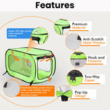 Beatrice Home Fashions Portable, Collapsible, Pop Up Kennel Travel Cat and Dog Crate, 32.5" L x 19.5" W x 19.5" H, Green