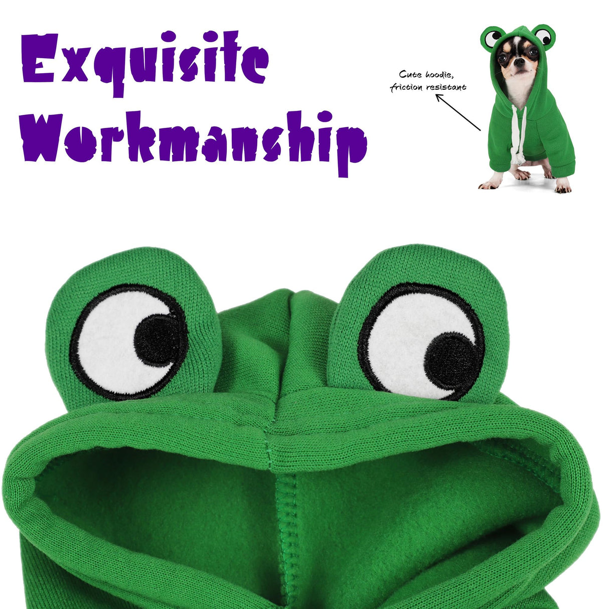 Adorable Frog Dog Hoodie with Cute Frog Eyes,Warm and Cozy Cotton Blend Sweatshirt for Small,Medium Dogs Perfect for Fall,Dog Costumes,and Cosplay Parties,Pet Outfit for All Occasions.Green XXL