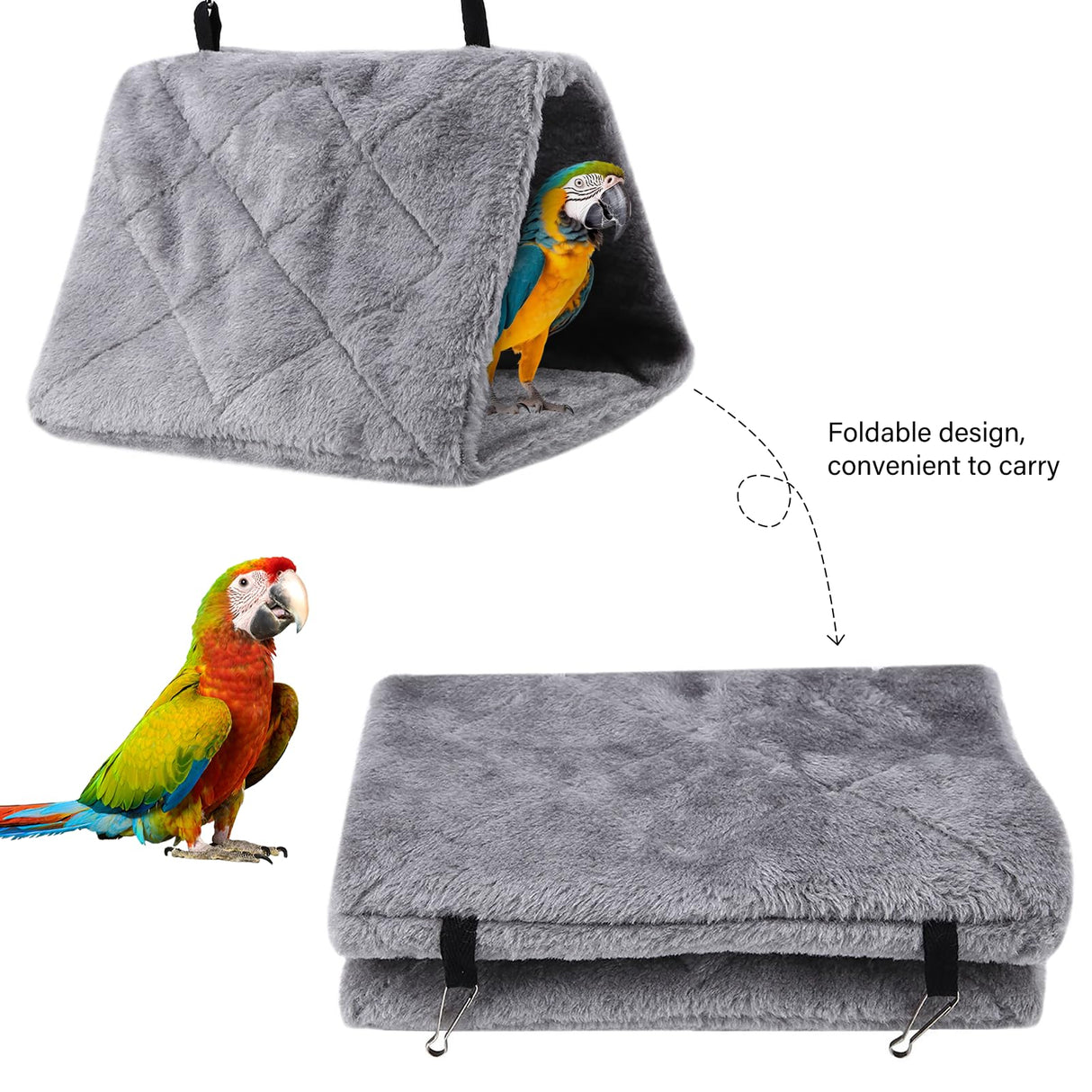 Haosie Warm Bird Nest House, Bird Bed for Cage Accessories, Parakeet Toys Hammock, Plush Parrot Hanging Hut Tent for Conure Cockatiel Lovebird Cockatoo
