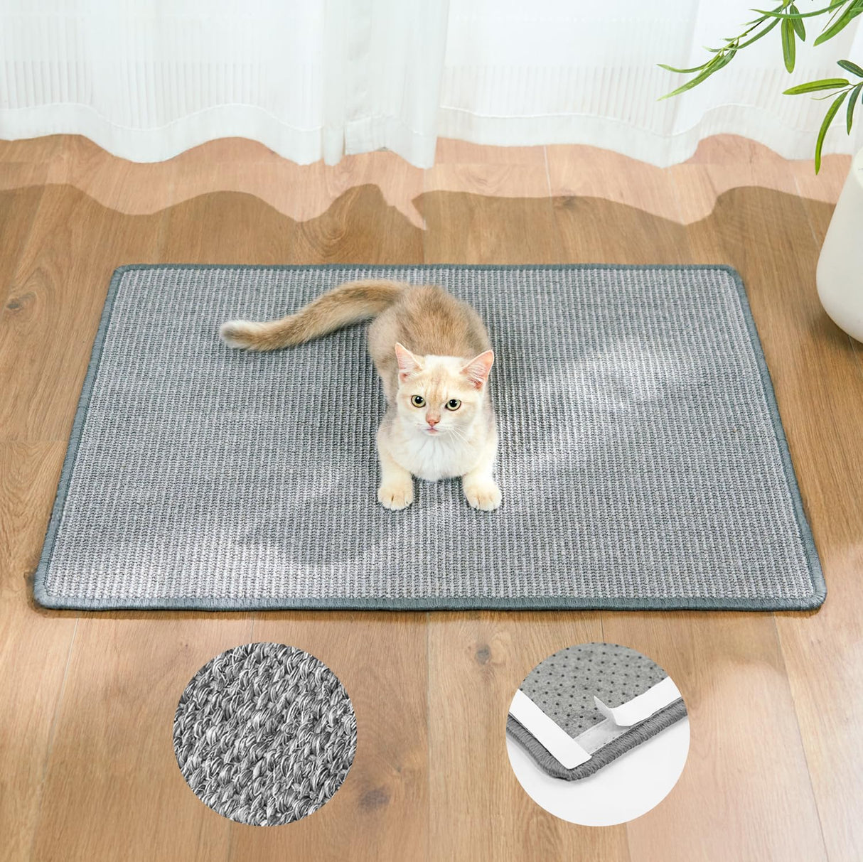 Conlun Cat Scratcher Mat,Natural Sisal Cat Scratch Pad,Horizontal Floor Cat Scratching Pads Rug for Indoor Cats Grinding Claws Nails,Cat Furniture Protector for Couch & Carpets & Sofas