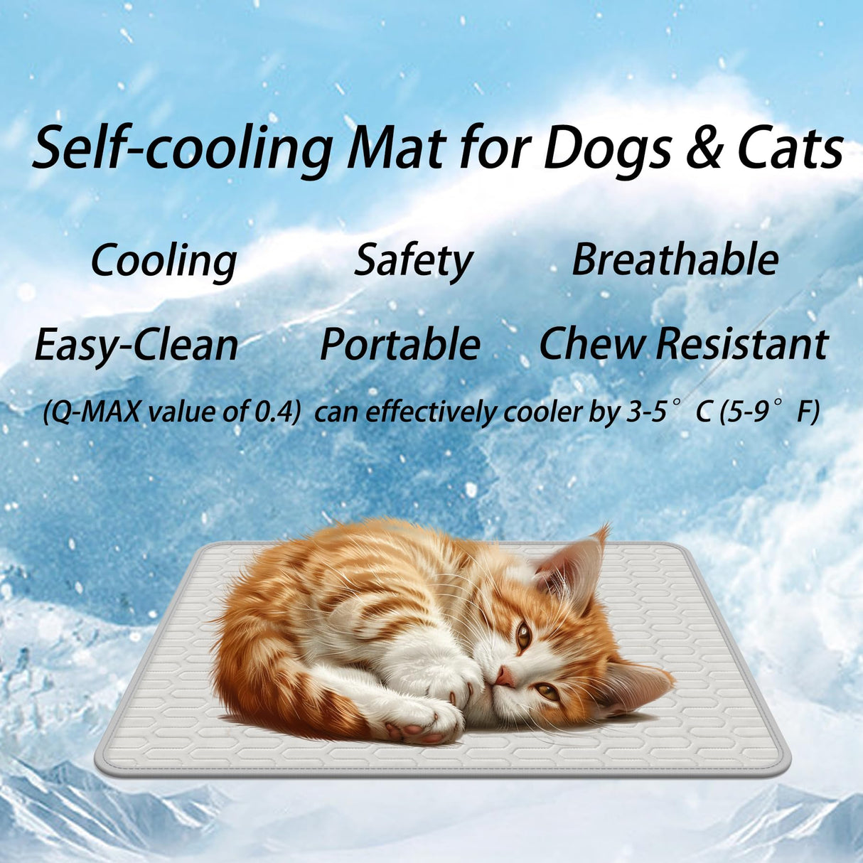 Rzxlszy Cat Cooling Mat 20" x 15" Small Pad for Dogs Sleeping Mats for Dog and Cat Durable Self Cool Pet Blanket Outdoor Indoor Non-Slip Cooling Dog Crate Mats (Gray)