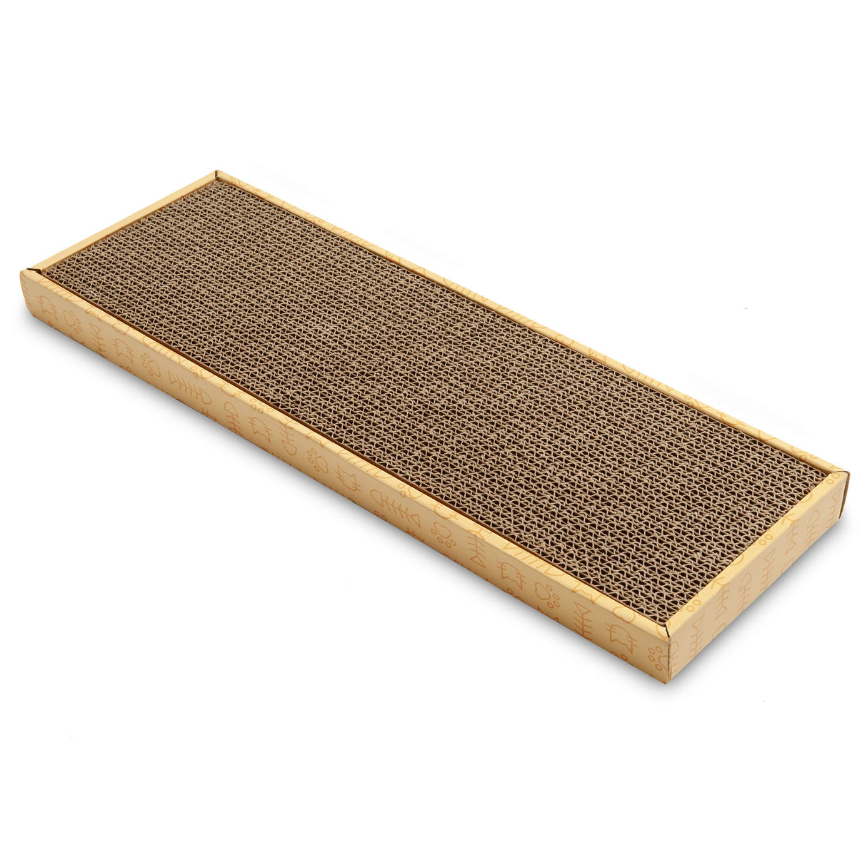 Furhaven Scratching Board w/ Catnip for Indoor Cats, Reversible - Classic Corrugated Cat Scratcher Pad - Yellow, Small