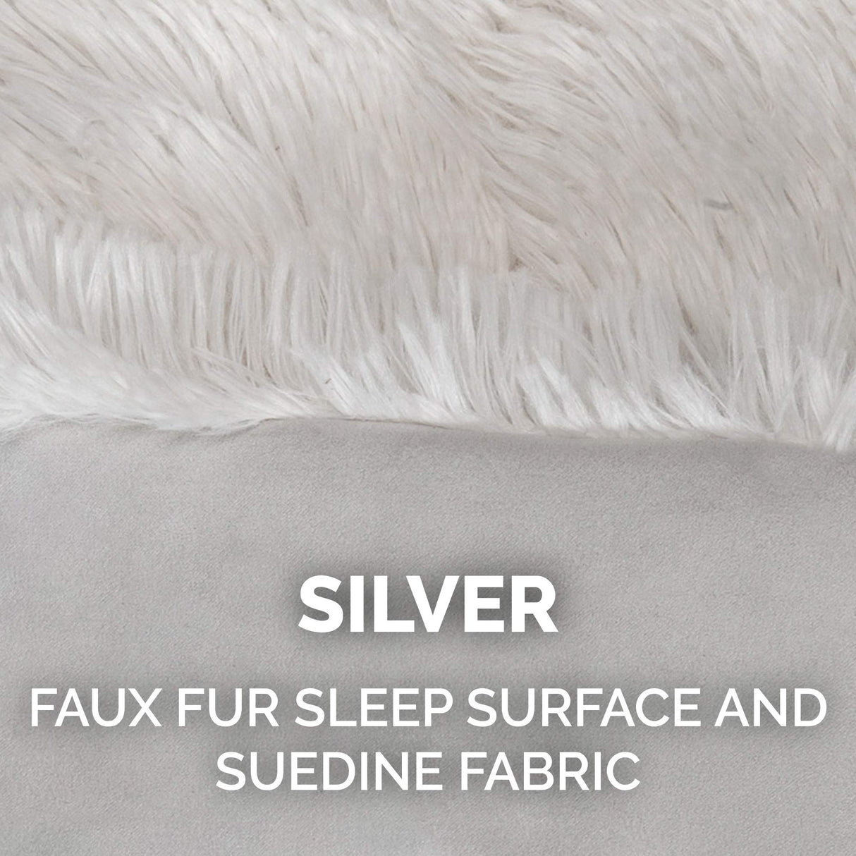 Furhaven Self-Warming Cat Bed for Indoor Cats, 4-Beds-in-1 & Washable - Plush Long Faux Fur Convertible Cuddler - Silver, Small