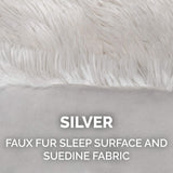 Furhaven Self-Warming Cat Bed for Indoor Cats, 4-Beds-in-1 & Washable - Plush Long Faux Fur Convertible Cuddler - Silver, Small