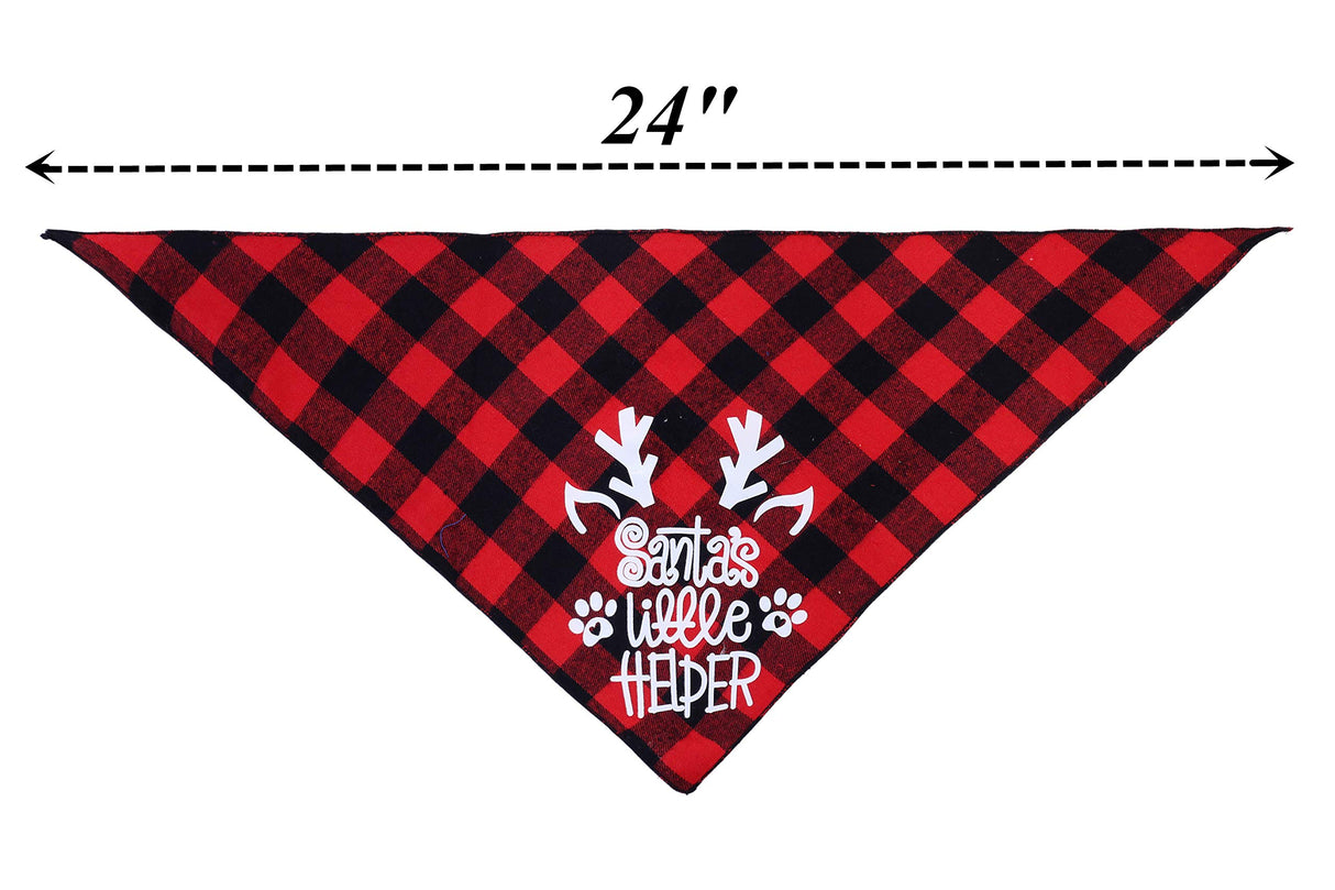 2 Pack Dog Christmas Bandanas for Puppy Cat,Plaid Christmas Scarf for Dogs