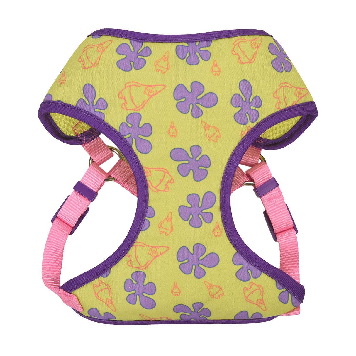 SpongeBob SquarePants for Pets Patrick Dog Harness for Small Dogs | No Pull Dog Harness Vest with Green Body, Purple Flowers, and Pink Straps | Soft and Comfortable Small Dog Apparel