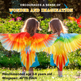 IROLEHOME Bird-Costume-Parrot-Wings for Kids with Bird Headbands, Boys Girls Eagle Dress-up Cape Halloween Party Favors Gifts