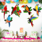 6 Pieces Tropical Birds Parrot Honeycomb Cutouts - Hawaiian Luau Tropical Party Decorations for Summer Beach Jungle Safari Rainforest Theme Birthday Party Home Classroom Décor