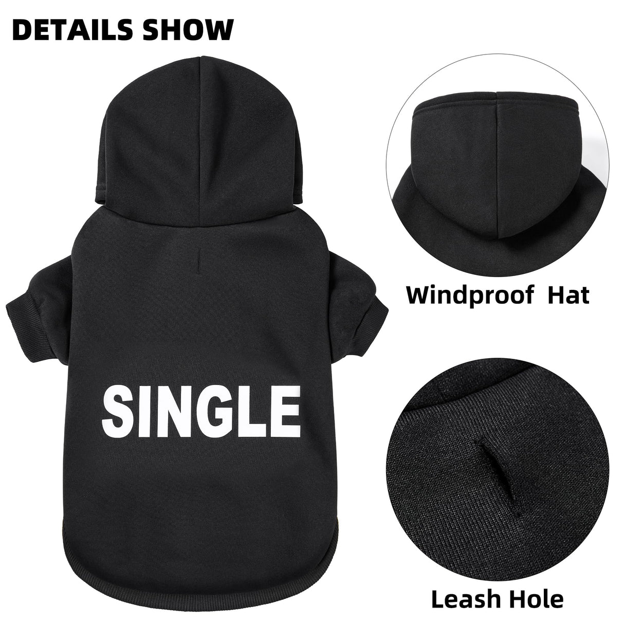 GreenJoy Dog Hoodie & Sweater - Cold Weather Coat for Puppies, Cats & Small to Large Dogs (Small, Black)